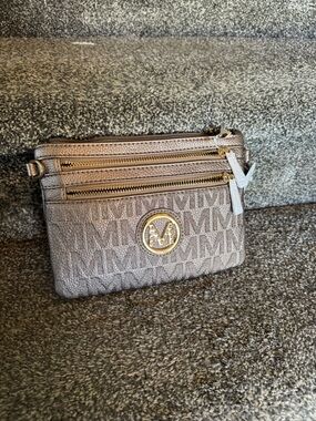 Taupe Crossbody Wristlet Bag with Gold Accent - New with tags